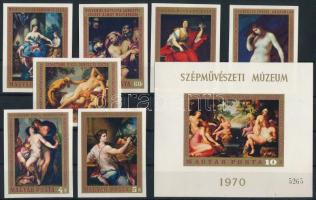 1970 Festmény vágott sor és vágott blokk / imperforate set and block