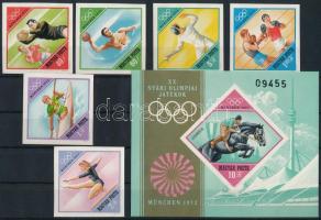 1972 Olimpia vágott sor és blokk / imperforate set and block