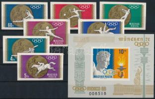 1972 Olimpia vágott sor és blokk / imperforate set and block