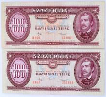 1984. 100Ft "B 668 231000" és "B 956 234001" mindkettő fordított hátlapi alapnyomattal T:F egyik szép papír Adamo F35