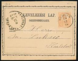 1874 2kr díjjegyes levelezőlap / PS-card "OGULIN"