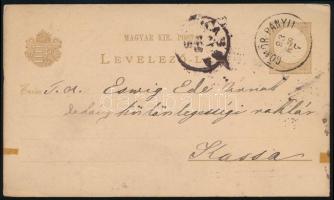 1893 2kr díjjegyes levelezőlap / PS-card "GÖMÖR-PANYIT" - Kassa