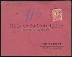 1899 5kr levélen / on cover "TISZA-UGH" - Budapest