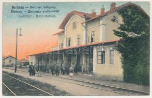 1918 Kitsman, Cotmani, Cozmeni, Kotzman (Bukovina, Bucovina, Bukowina); Bahnstation. Kunstverlag E. ...