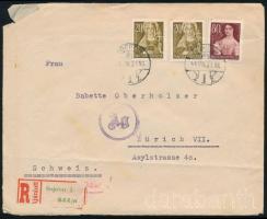 1944 Ajánlott cenzúrázott levél Zürichbe / Registered censored cover to Zürich