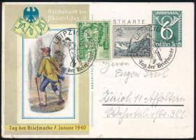 1940 Díjkiegészített díjjegyes levelezőlap Zürichbe / PS-card with additional franking to Zürich &qu...