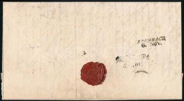 ~1850 Ex offo levél 6kr bérmentesítéssel / Ex offo cover "MALACZKA" - "KRUMBACH"