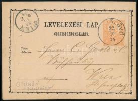 1874 2kr díjjegyes levelezőlap / PS-cover "FELSŐLÖVŐ" - "WIEN"
