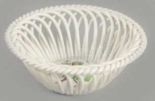 Herendi hecsedli mintás kosár kínáló, jelzett, hibátlan, d: 11,5 cm