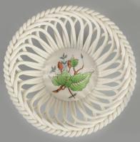Herendi hecsedli mintás kosár kínáló, jelzett, hibátlan, d: 11,5 cm