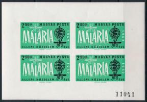 1962 Malária vágott kisív (ráncok) / imperforate mini sheet (creases)