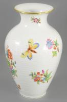 Herendi Viktória mintás váza kosárfonott felülettel, jelzett, hibátlan, m: 23 cm