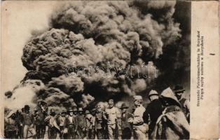 1917 Tustanovichi, Tustanovitse, Tustanowice (Boryslav, Boryslaw); Brenende Petroleumschachten / Pal...