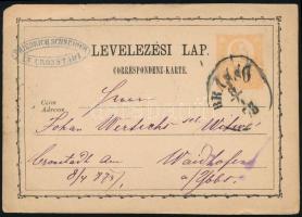 1873 2kr díjjegyes levelezőlap / PS-card "BRASSÓ" - "WAIDHOFEN"