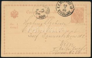 1888 2kr díjjegyes levelezőlap / PS-card "K.K. MILITARPOST VII / KISELJAK" - "LEOPOLD...