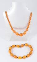 Borostyán nyaklánc és karkötő