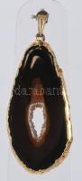 Aranyozott foglalatban achát csiszolat, h: 5,5 cm