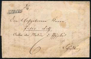 ~1840 Levél 6kr portóval / Cover with 6kr postage due "MEDIAS"