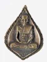 Régi keleti medál, h: 4 cm, fém tartóban