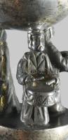 cca 1880 Orosz ezüst (Ag) tóramutató zenélő figurális alakokkal, jelzett, h: 30 cm, bruttó 119g /// ...