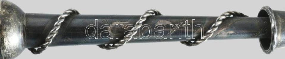 cca 1880 Orosz ezüst (Ag) tóramutató zenélő figurális alakokkal, jelzett, h: 30 cm, bruttó 119g /// ...