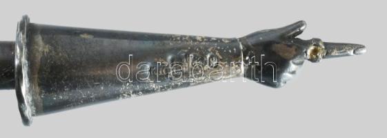 cca 1880 Orosz ezüst (Ag) tóramutató zenélő figurális alakokkal, jelzett, h: 30 cm, bruttó 119g /// ...