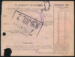 1920 Csomagszállító Budapestre "NAGYKŐRÖS" / Parcel card