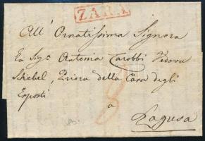 1831 Levél 8kr portóval, piros "ZARA" / Cover with 8kr postage due, red "ZARA" -...