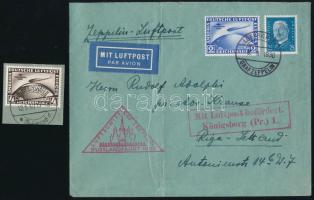 1930 Zeppelin "RUSSLANDFAHRT" levél Südamerikafahrt 2RM bélyeggel + 4RM bélyeg kivágáson /...