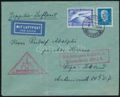 1930 Zeppelin "RUSSLANDFAHRT" levél Südamerikafahrt 2RM bélyeggel + 4RM bélyeg kivágáson /...