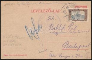 1921 Cenzúrázott levelezőlap / Censored postcard "BÉKÉSCSABA"