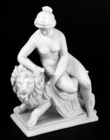 Una és az oroszlán parian / biszkvit porcelán figura. Jelzés nélkül hibátlan 12x16 cm