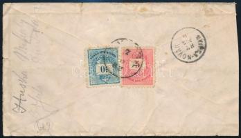 1882 Levél hátoldali 5kr + 10kr bérmentesítéssel / Cover with 5kr + 10kr franking, "NYITRA-NOVÁ...