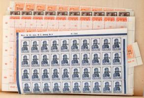 Közel 3.500 db II. világháborús külföldi bélyeg teljes és töredék ívekben: Deutsches Reich Hitler fe...