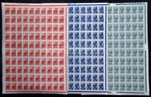 Közel 3.500 db II. világháborús külföldi bélyeg teljes és töredék ívekben: Deutsches Reich Hitler fe...