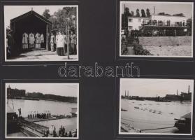 1942 Budapest, evezős verseny a Margitszigetnél a Dunán, 10 db albumlapra ragasztott fotó, 8,5×11,5 cm