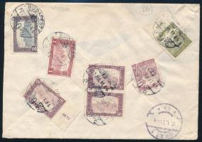 1921 Ajánlott expressz levél Hadifogoly sorral + 7 db hátoldali bélyeggel bérmentesítve / Registered...