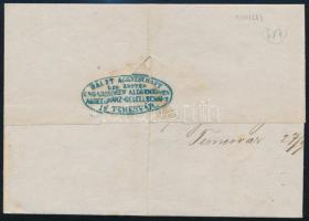 ~1864 3kr helyi levélen (hajtott) / on local cover, "TEMESVÁR / JOSEFSTADT" (folded)