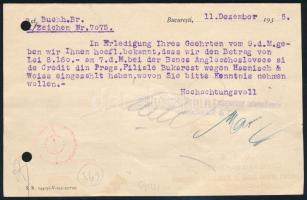 1935 1 + 4lei perfin bélyegek levélen / perfin stamps on cover "BUCURESTI" - Wien