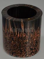 Aranyporral színezett üveg edény, hibátlan, m: 8 cm