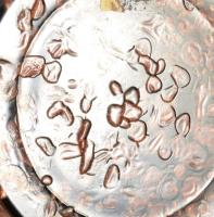 Aranyporral színezett üveg edény, hibátlan, m: 8 cm