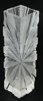 Modern német op-art kristály váza, alján lepattanással, m: 25 cm