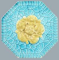 Zsolnay épületkerámia 10 db virágos, rombusz csempe ca 1900. mázas, kisebb kopásokkal, jó állapotban...