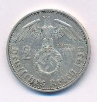 Német Harmadik Birodalom 1938A 2M Ag "Hindenburg" T:XF patina German Third Reich 1938A 2 Mark Ag "Hindenburg" C:XF patina Krause KM#93