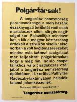 1918 "Polgártársak! A Tengerész nemzetőrség parancsnoksága, a mely hazánk északnyugati területé...