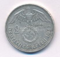 Német Harmadik Birodalom 1938A 2M Ag "Hindenburg" T:XF patina German Third Reich 1938A 2 Mark Ag "Hindenburg" C:XF patina Krause KM#93