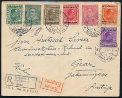 1940 Ajánlott expressz levél hétbélyeges bérmentesítéssel (hajtott) / Registered express cover with ...