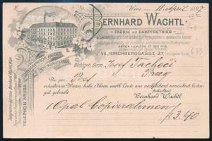 1897 Levelezőlap perfin bélyeggel Prágába / PS-card with perfin stamp, "WIEN" - Prague