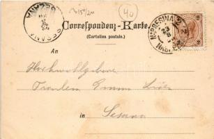 1898 Aurisina, Nabrezina, Nabresina; Bahnhof, Kirche, Hauptplatz, Eisenbahnbrücke / railway station,...