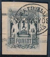 1874 Távirda 1Ft kis távirat darabon "M.K. TÁVIRDAI ÁLLOMÁS GYÖNGYÖS" ritka, R!